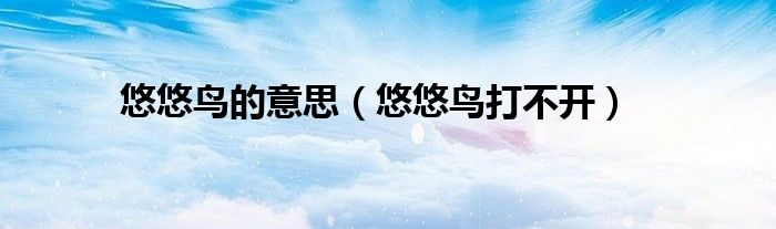 悠悠鸟怎么了（悠悠鸟是什么）