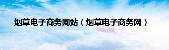 烟草交易商务平台（烟草电子商务平台网址）
