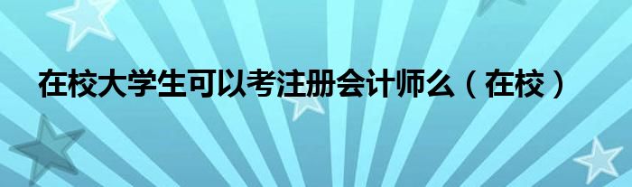 在校大学生可以考注册会计师么（在校大学生可以报名注册会计师吗）