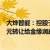 大烨智能：控股子公司拟将2500万元基金份额作价3000万元转让给金缘润鑫