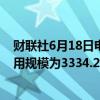 财联社6月18日电，周一美联储隔夜逆回购协议（RRP）使用规模为3334.29亿美元。