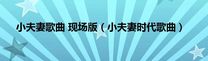 小夫妻的意思（小夫妻所有歌曲完整版）