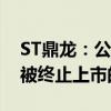 ST鼎龙：公司股票存在可能因股价低于面值被终止上市的风险