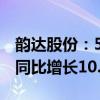 韵达股份：5月快递服务业务收入41.36亿元 同比增长10.06%