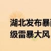 湖北发布暴雨橙色预警 部分地区伴有8到11级雷暴大风