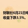 财联社6月21日电，英伟达股价盘前下跌2.4%，上一交易日收盘下跌3.5%。
