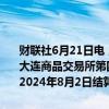 财联社6月21日电，大商所公告，期权合约行权价格等条款的修改已由大连商品交易所第四届理事会第四十一次会议审议通过，现予公布，自2024年8月2日结算时起施行。2