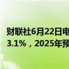 财联社6月22日电，秘鲁央行预计秘鲁GDP将在2024年增长3.1%，2025年预计将增长3.0%。