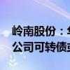 岭南股份：华盈投资拟不低于2800万元增持公司可转债或股份