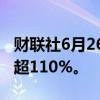 财联社6月26日电，法拉第未来持续拉升，涨超110%。