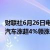 财联社6月26日电，香港恒生科技指数涨幅扩大至1%，理想汽车涨超4%领涨成分股。
