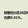 财联社6月26日电，现货黄金向下触及2310美元/盎司，日内跌0.41%。