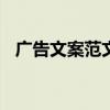 广告文案范文产品800字（广告文案范文）