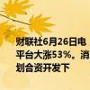财联社6月26日电，美国电动汽车生产商Rivian在德国Tradegate交易平台大涨53%。消息称大众汽车计划向Rivian投资50亿美元，双方计划合资开发下