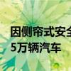 因侧帘式安全气囊存在问题 丰田在美召回14.5万辆汽车