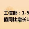 工信部：1-5月 规模以上电子信息制造业增加值同比增长13.8%