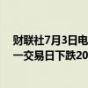财联社7月3日电，在岸人民币兑美元收盘报7.2734，较上一交易日下跌20点。