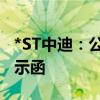 *ST中迪：公司及相关人员收到北京证监局警示函