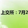 上交所：7月22日起调整融券交易保证金比例