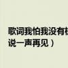 歌词我怕我没有机会跟你说一声再见（我怕我没有机会跟你说一声再见）
