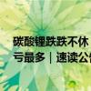 碳酸锂跌跌不休 锂企H1业绩4家下滑3家亏损 锂矿“双雄”亏最多｜速读公告