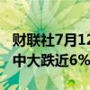 财联社7月12日电，富国银行在美股盘前交易中大跌近6%。