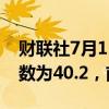 财联社7月15日电，新西兰6月服务业表现指数为40.2，前值43。