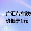 广汇汽车跌停收盘，已连续19个交易日收盘价低于1元