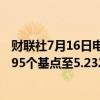 财联社7月16日电，离岸人民币香港银行同业隔夜HIBOR涨95个基点至5.23242%，创4月19日以来新高。