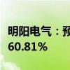 明阳电气：预计上半年净利同比增长36.07%-60.81%