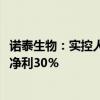 诺泰生物：实控人提议2024年中期分红，金额不超过上半年净利30％