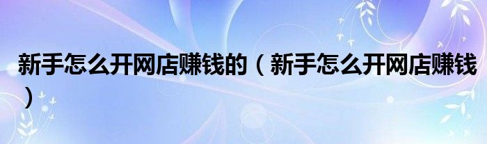 新手如何开网店创业（新手怎样开网店好）