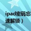 ipad密码忘了解锁多少钱（ipad密码忘了快速解锁）