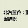 北汽蓝谷：董事长刘宇及经理代康伟因工作原因辞职