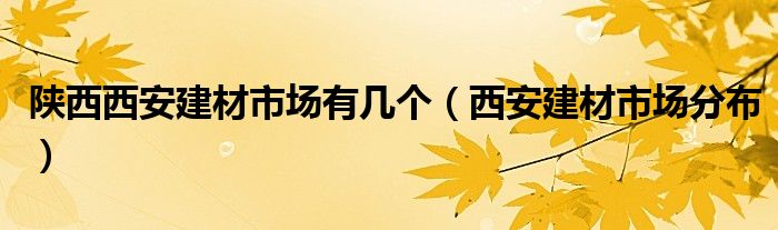西安最大的建材市场有哪几个（西安市5大建材市场）