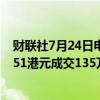 财联社7月24日电，友邦保险股票通过大宗交易以每股53.951港元成交135万股。