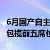 6月国产自主品牌车型销量榜：比亚迪杀疯了 包揽前五席位