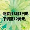 财联社8月1日电，投行杰富瑞将福特汽车目标股价从13美元下调至12美元。