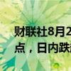 财联社8月2日电，日经225指数跌破37000点，日内跌超3%。