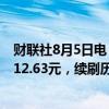 财联社8月5日电，国债期货30年期主力合约涨0.83%，报112.63元，续刷历史新高。