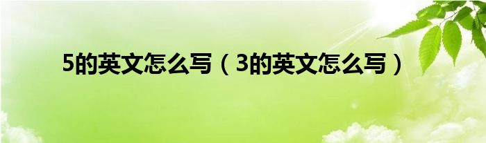 数字5的英语是怎么写（3.5用英文怎么说）