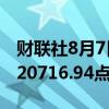 财联社8月7日电，台股加权指数上涨1.1%至20716.94点。