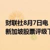 财联社8月7日电，高盛将马来西亚股票评级上调至平配；将新加坡股票评级下调至减配评级。
