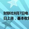 财联社8月7日电，日经225指数收盘涨1.19%，为连续第二日上涨，基本收复周一12.4%的跌幅。