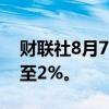 财联社8月7日电，美元兑日元日内涨幅扩大至2%。