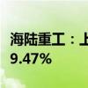 海陆重工：上半年净利润1.28亿元 同比下降19.47%