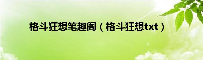 格斗狂想曲小说（格斗狂想全集）
