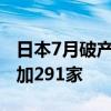 日本7月破产企业数量达920家 较去年同期增加291家