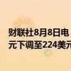 财联社8月8日电，加拿大皇家银行将特斯拉目标价从227美元下调至224美元。