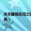关关雎鸠在河之洲出自哪一首诗（关关雎鸠在河之洲什么意思）